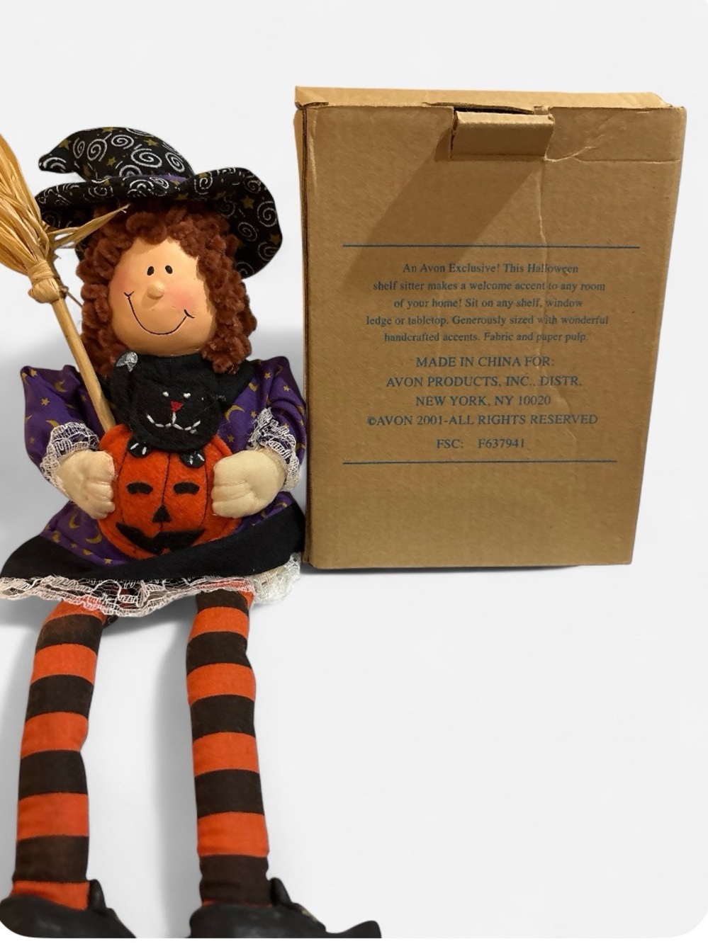 Avon Purple Witch Shelf Sitter with Orange & Black Accents